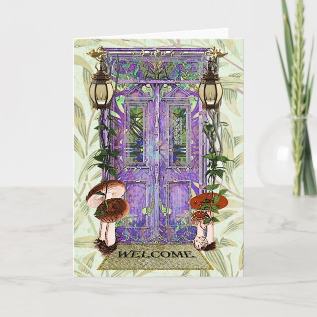 Cute Fairy Door Welcome Mat Housewarming Moving Card (Front)