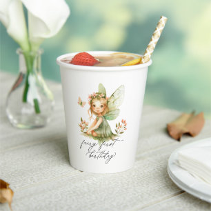 Cute Fairy First Birthday Paper Cups