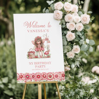 Cute Fairy Floral Pink Whimsy 5th Birthday Welcome