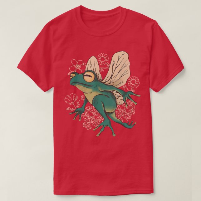 Cute Fairy Frog Goblincore Esthetic Dark Funny Fr T-Shirt (Design Front)