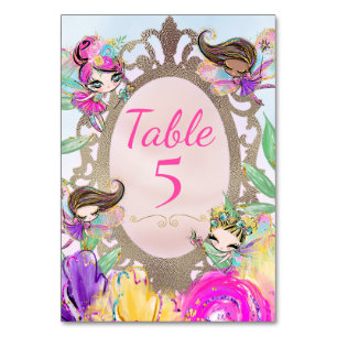 Cute Fairy Garden and Fairies with Magic Mirror Table Number