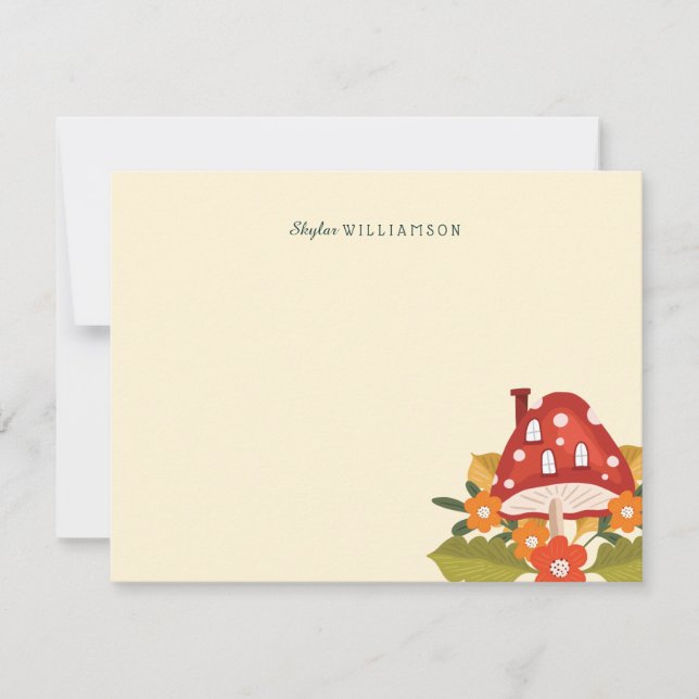 Cute Fairy Garden Autumn Leafs Mushroom & Pumpkin Card (Front)