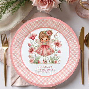 Cute Fairy Girl 2nd Birthday Blush Pink paper  Plate