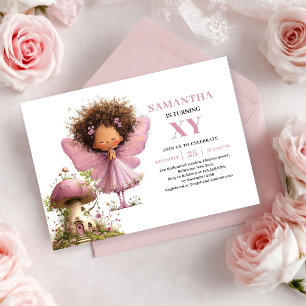 Cute Fairy Girl 2nd Birthday Dusty Pink invitation