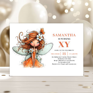 Cute Fairy Girl 2nd Birthday Floral invitation