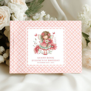 Cute Fairy Girl 2nd Birthday Floral Pink Guestbook