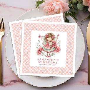 Cute Fairy Girl 2nd Birthday Floral Pink napkins