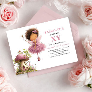 Cute Fairy Girl 2nd Birthday Rose Gold Floral Invitation