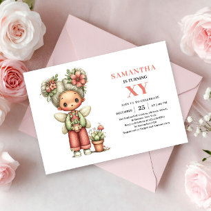 Cute Fairy Girl 3rd Birthday Pastel Floral invites