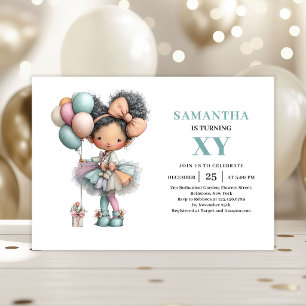 Cute Fairy Girl 3rd Birthday Pastel Whimsical Invitation