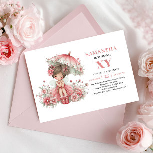Cute Fairy Girl 5th Birthday Pastel Pink Invitatio Invitation