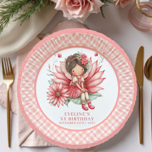 Cute Fairy Girl 5th Birthday Pastel Pink paper  Plate