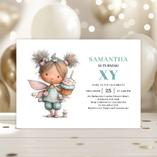 Cute Fairy Girl 5th Birthday Whimsy Magical invite