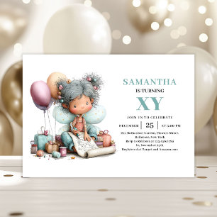 Cute Fairy Girl 6th Birthday Magical Whimsy invite