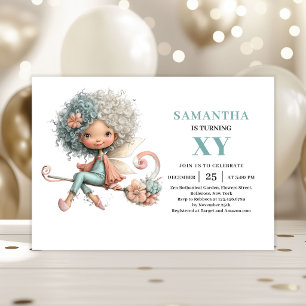 Cute Fairy Girl 6th Birthday Pastel Whimsy invites