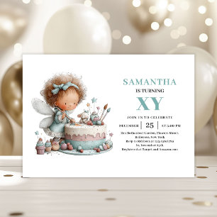 Cute Fairy Girl 6th Birthday Whimsical Pastel Invitation