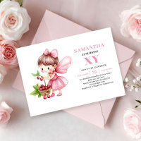Cute Fairy Girl Birthday Blush Floral invitation