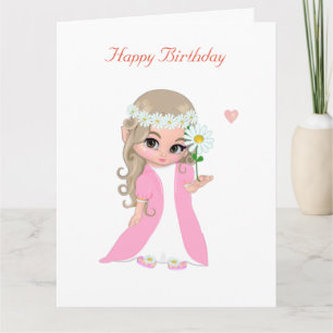 Cute Fairy Girl Birthday Card