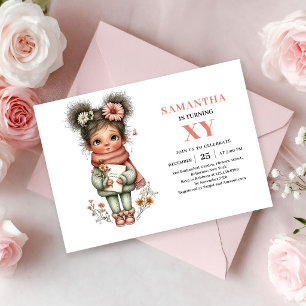 Cute Fairy Girl Birthday Floral Pink Pastel invite