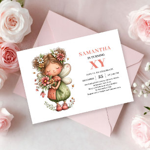 Cute Fairy Girl Birthday Magical Pink Blush invite