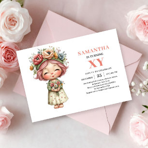 Cute Fairy Girl Birthday Magical Pink Blush invite