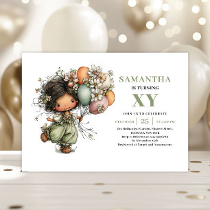 Cute Fairy Girl Birthday Pastel Green Invitation
