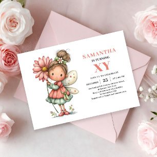 Cute Fairy Girl Birthday Pastel Magic Pink invites