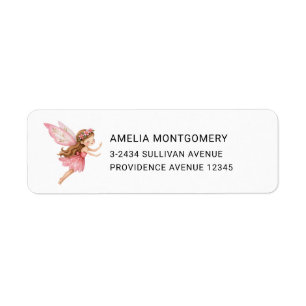 Cute Fairy Girl in a Pink Dress Whimsical Address