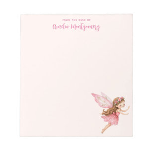 Cute Fairy Girl in a Pink Dress Whimsical Notepad