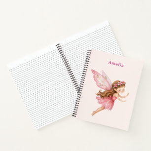 Cute Fairy Girl in Pink Dress Whimsical Notebook