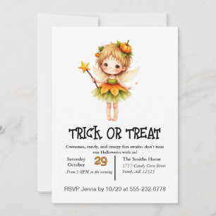 Cute Fairy Girl On Halloween  Invitation