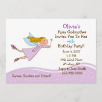 Cute Fairy Godmother And Dots Birthday Invitation