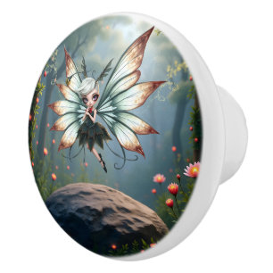 Cute Fairy Guardian in Magical Forest  Ceramic Knob