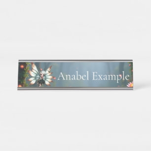 Cute Fairy Guardian in Magical Forest  Desk Name Plate