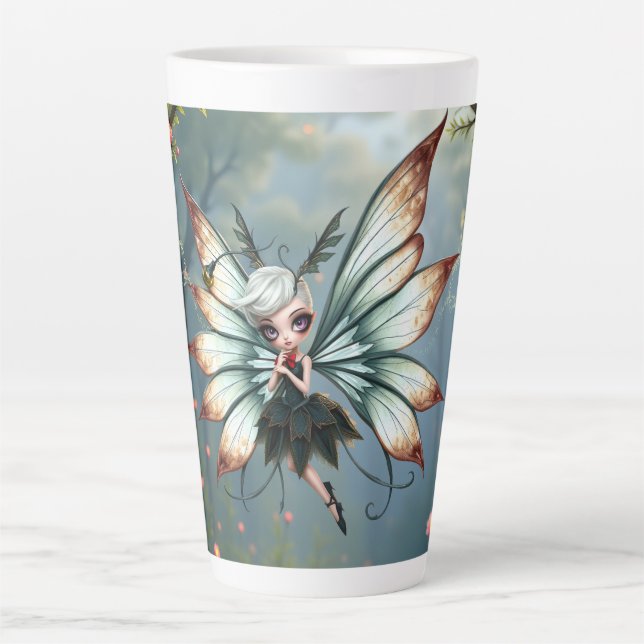 Cute Fairy Guardian in Magical Forest  Latte Mug (Front)