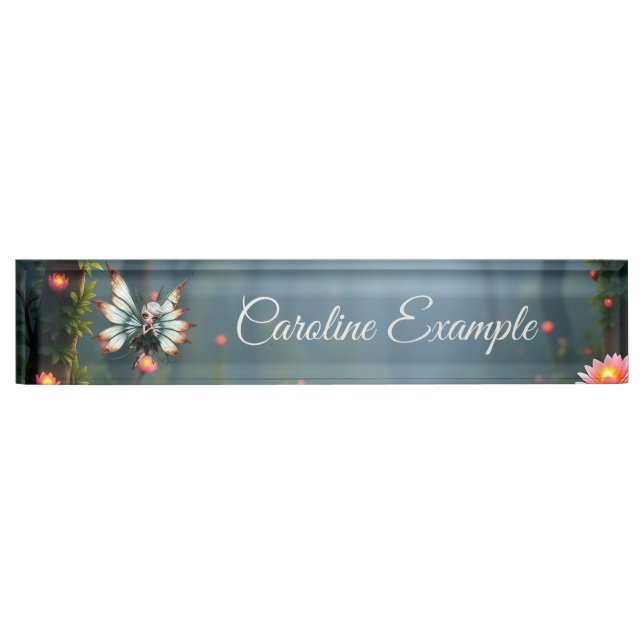 Cute Fairy Guardian in Magical Forest  Nameplate (Front)