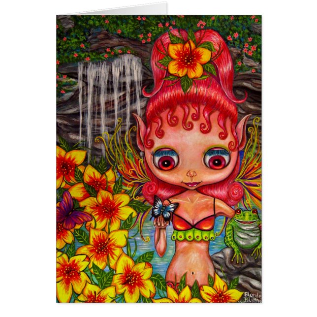 Cute Fairy in a Tropical Paradise with Waterfall (Front)