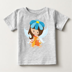 Cute Fairy, Magic Fairy, Brown Hair, Flowers Baby T-Shirt