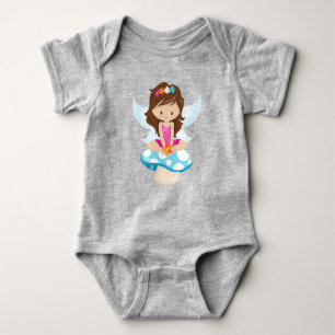 Cute Fairy, Magic Fairy, Brown Hair, Mushroom Baby Bodysuit