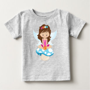 Cute Fairy, Magic Fairy, Brown Hair, Mushroom Baby T-Shirt