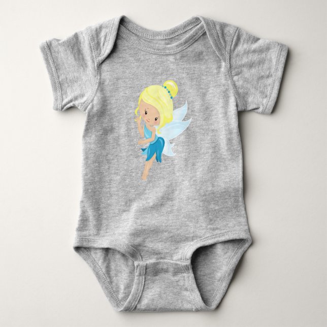 Cute Fairy, Magic Fairy, Forest Fairy, Blonde Hair Baby Bodysuit (Front)