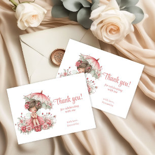 Cute Fairy Magical Floral 3rd Birthday Party Thank You Card