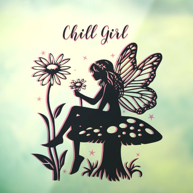 Cute Fairy Mushroom and Flower Black & Pink (Sheet 3)