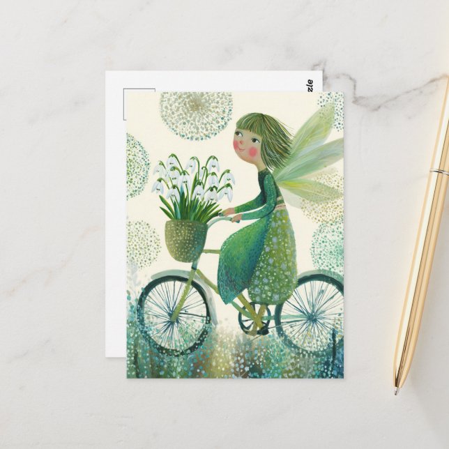 Cute Fairy on a bike Postcard (Front/Back In Situ)