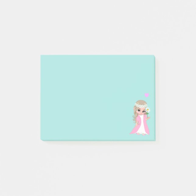 Cute Fairy on Light Blue Post-it Notes (Front)
