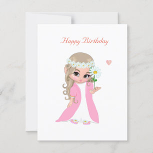 Cute Fairy on White Birthday Card