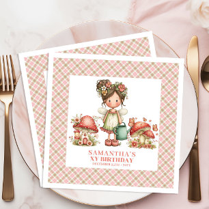Cute Fairy Pink Floral Birthday Party Garden Napki Napkin