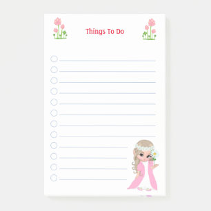 Cute Fairy & Pink Flowers Things To Do Notes