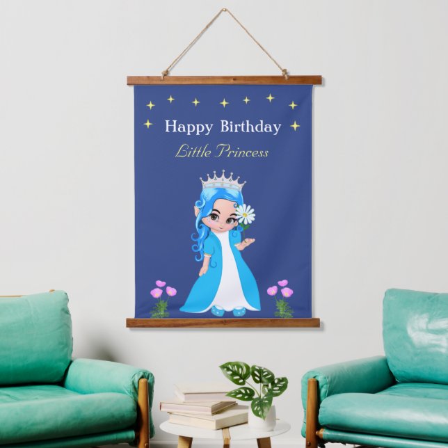 Cute Fairy Princess Girl Birthday Hanging Tapestr Hanging Tapestry (Living Room)