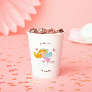 Cute Fairy Princess Girl's Birthday Paper Cups